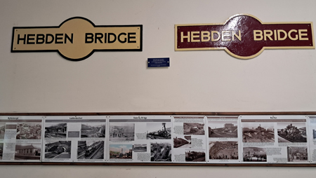 Restored signs in waiting room on platform 2